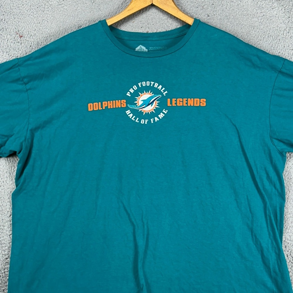 Miami Dolphins Mens T-Shirt 3XL Blue Graphic Print Short Sleeve Tee Hall Of Fame